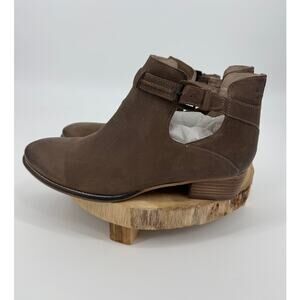 Seychelles Tourmaline Booties SZ 11 Tan Side Cutouts adjustable Block Heel Boho